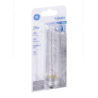 GE Light Bulb, Tubular, Clear, 25 Watts