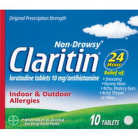 Claritin Indoor & Outdoor Allergies, Non-Drowsy, 10 mg, Tablets - 10 Each 