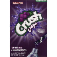 Crush Drink Mix Packets, Sugar Free, Grape, On The Go - 6 Each 