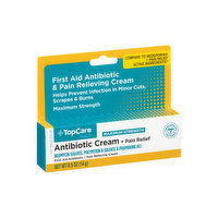 Topcare Maximum Strength First Aid Antibiotic + Pain Relief Neomycin Sulfate, Polymyxin B Sulfate & Pramoxine Hcl Cream - 0.5 Ounce 