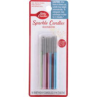 Betty Crocker Sparkle Candles, Rainbow, 3 Inch - 18 Each