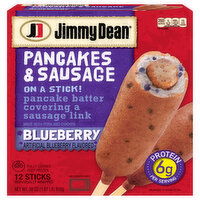 Jimmy Dean Blueberry Pancakes & Sausage on a Stick, Frozen Breakfast, 12 Count