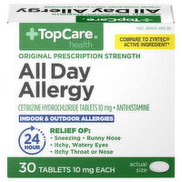 TopCare All Day Allergy, Original Prescription Strength, 10 mg, Tablets - 30 Each 