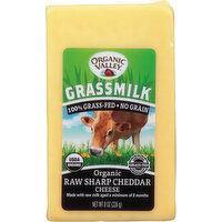 Organic Valley Cheese, Raw, Organic, Sharp Cheddar - 8 Ounce 