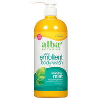 Alba Botanica Body Wash, Very Emollient, Sparkling Mint - 32 Fluid ounce 