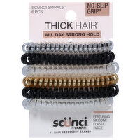 Scunci No-Slip Grip Scunci Spirals - 6 Each