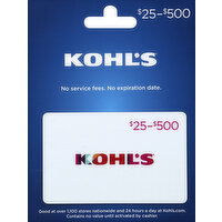 Kohl's Gift Card, $25 to $500 - 1 Each 