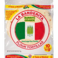 La Banderita Flour Tortillas, Burrito Grande, Extra Large - 10 Each 