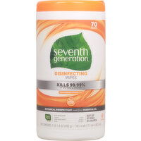 Seventh Generation Wipes, Disinfecting, Lemongrass Citrus Scent - 70 Each 