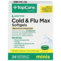 TopCare Cold & Flu Max, Nighttime, Maximum Strength, Minis, Softgels - 24 Each 