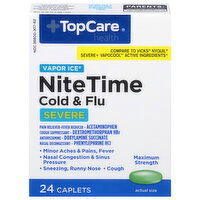 TopCare Cold & Flu, NiteTime, Severe, Maximum Strength, Vapor Ice, Caplets - 24 Each 