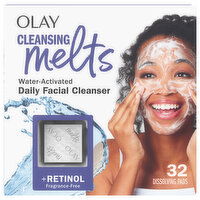 Olay Daily Facial Cleanser, Water-Activated, Fragrance-Free, Cleansing Melts, + Retinol - 32 Each 