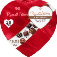 Russell Stover Valentine's Day Red Foil Heart Assorted Milk & Dark Chocolate Gift Box - 26 Each 