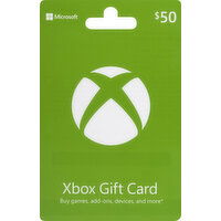 XBox Gift Card, Xbox, $50 - 1 Each 