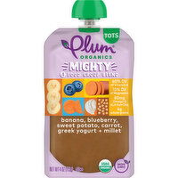 Plum Organics® Mighty 4 Banana, Blueberry, Sweet Potato, Carrot, Greek Yogurt + Millet 4oz Pch