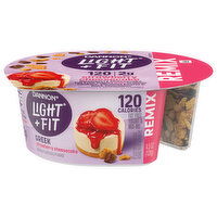 Dannon Yogurt & Mix-Ins, Fat Free, Greek, Remix, Strawberry Cheesecake - 4.5 Ounce 