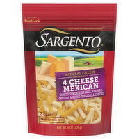 Sargento Shredded Cheese, Natural, 4 Cheese Mexican, Traditional Cut - 8 Ounce 