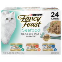 Fancy Feast Cat Food, Gourmet, Seafood, Classic Pate Collection - 24 Each 