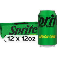 Sprite Zero Sugar Lemon Lime Diet Soda Pop Soft Drink - 12 Each 