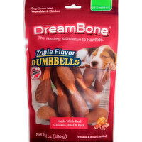 DreamBone Dog Chews, with Chicken & Vegetables, Triple Flavor, Dumbbells - 10 Each 