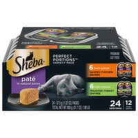 Sheba Cat Food, Premium, Pate, Savory Chicken Entree/Roasted Turkey Entree, Variety Pack - 24 Each 