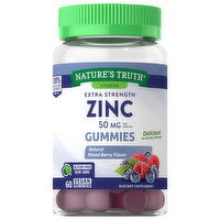 Nature's Truth Zinc, Extra Strength, 50 mg, Gummies, Natural Mixed Berry Flavor - 60 Each 