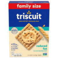 TRISCUIT Triscuit Reduced Fat Whole Grain Wheat Crackers, Vegan Crackers, Family Size, 11.5 oz