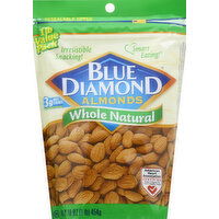 Blue Diamond Almonds, Whole Natural, Value Pack - 16 Ounce 