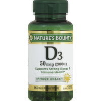 Nature's Bounty Vitamin D3, 50 mcg, Rapid Release Softgels - 150 Each 