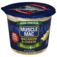 Muscle Mac Macaroni & Cheese, High Protein, Aged Sharp White Cheddar - 3.6 Ounce 