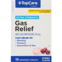 TopCare Gas Relief, Extra Strength, 125 mg, Chewable Tablets, Cherry Flavor