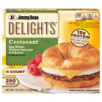 Jimmy Dean Sandwiches, Egg White, Turkey Sausage & Cheese, Croissant - 4 Each 