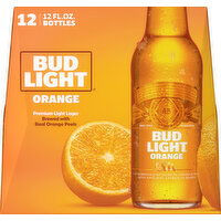 Bud Light Beer, Lager, Premium Light, Orange - 12 Each 