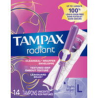 Tampax Tampons, Radiant, Light Absorbency, Unscented