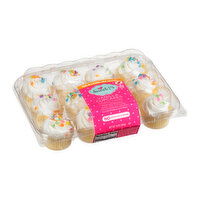 Sweet P's Bake Shop Vanilla Cupcakes With Sweet Vanilla Flavored Icing And Colorful Round Shaped Sprinkles - 10 Ounce 