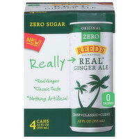 Reed's Ginger Ale, Real, Zero Sugar, Original - 4 Each 