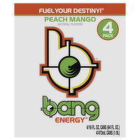 Bang Energy Drink, Peach Mango, 4 Pack - 4 Each 