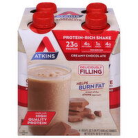 Atkins Protein-Rich Shake, Creamy Chocolate - 4 Each 