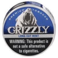 Grizzly Moist Snuff, Mint, Long Cut - 1.2 Ounce 