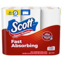 Scott Paper Towels, Fast Absorbing, One-Ply