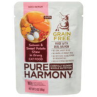 Pure Harmony Cat Food, Grain Free, Salmon & Sweet Potato Stew in Gravy, Super Premium, Cuts - 3 Ounce 