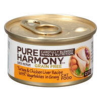 Pure Harmony Cat Food, Grain Free, Super Premium, Turkey & Chicken Liver Recipe with Vegetables in Gravy, Cuts