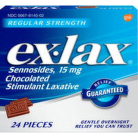 Ex-Lax Stimulant Laxative, Regular Strength, 15 mg, Chocolated - 24 Each 