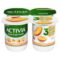 Activia Yogurt, Low Fat, Peach - 4 Each 