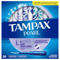 Tampax Tampons, Light, Pearl, Unscented