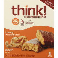 Think! High Protein Bars, Creamy Peanut Butter - 5 Each 