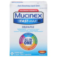 Mucinex Cold & Flu, All in One, Maximum Strength, Liquid Gels