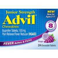 Advil Ibuprofen, Junior Strength, 100 mg, Chewable Tablets, Grape