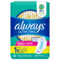 Always Pads, Ultra Thin, Flexi-Wings, Regular, Size 1 - 46 Each 