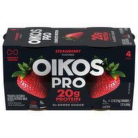 Oikos Pro Yogurt, Cultured, Ultra-Filtered Milk, Strawberry Flavored, 4 Pack